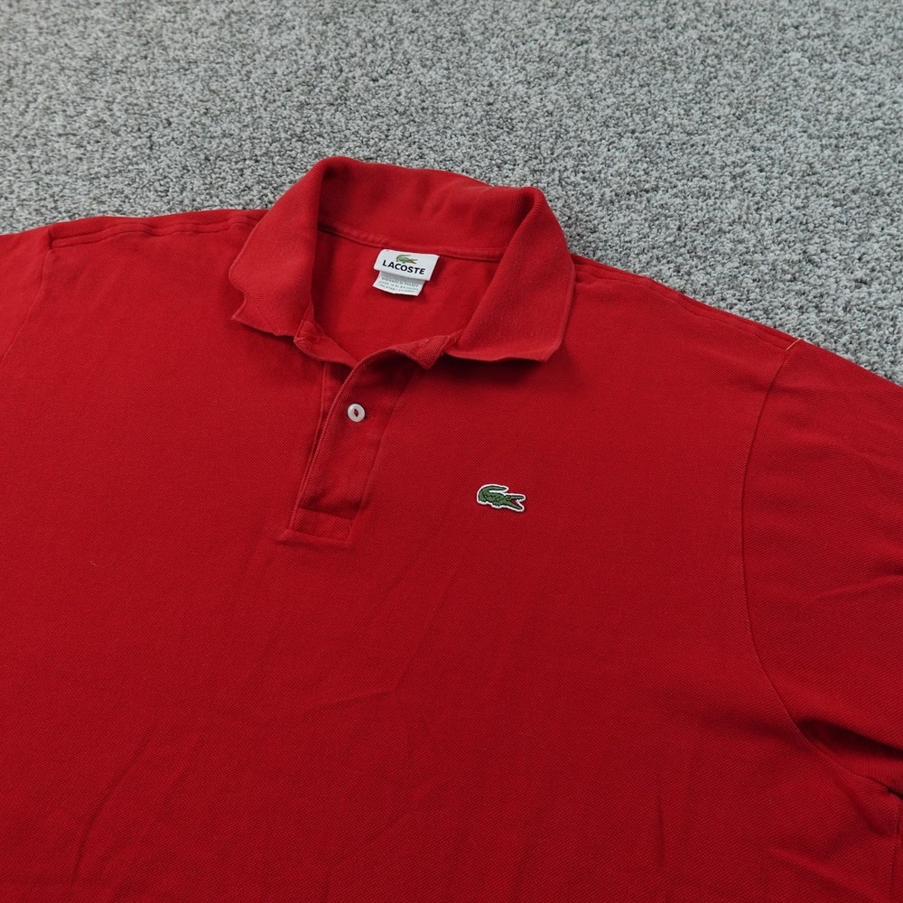Lacoste Polo Shirt Mens 3XL Red Pique Short Sleeve Casual Golf Preppy Croc Logo